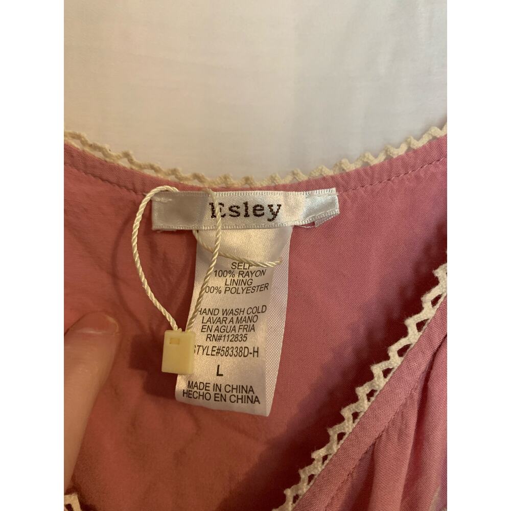 Esley  Embroidered Rayon Pink Strappy Large Women's Spring Maxi Dress NWOT - Picture 8 of 8